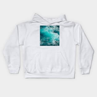 Ocean blue turquoise waves Kids Hoodie